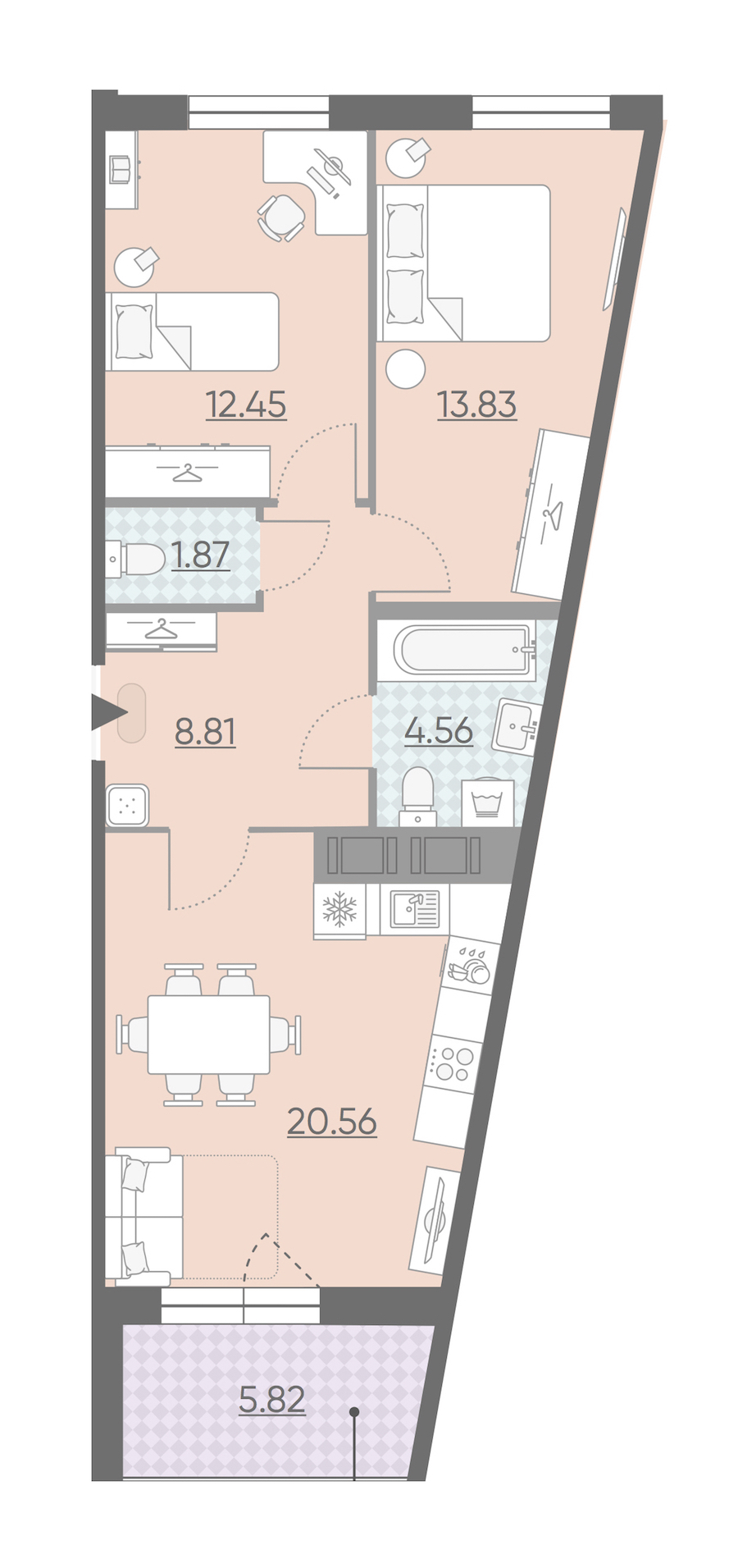 Двухкомнатная квартира в : площадь 64.99 м2 , этаж: 11 – купить в Санкт-Петербурге